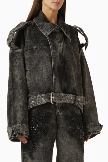 Acid Wash Oversized Jacket in Denim