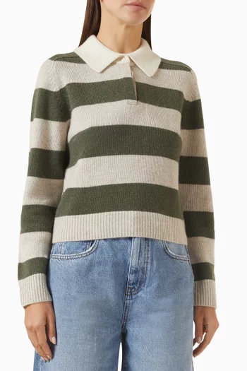 Royce Stripe Polo Sweater in Cashmere