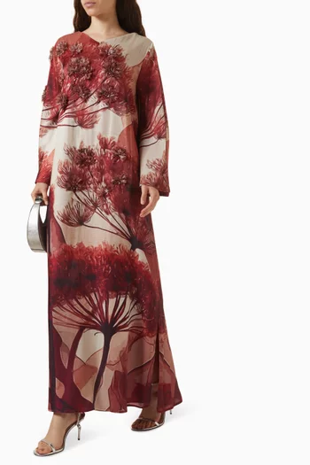 Floral-appliqué Kaftan