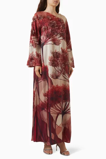 Floral-appliqué Kaftan