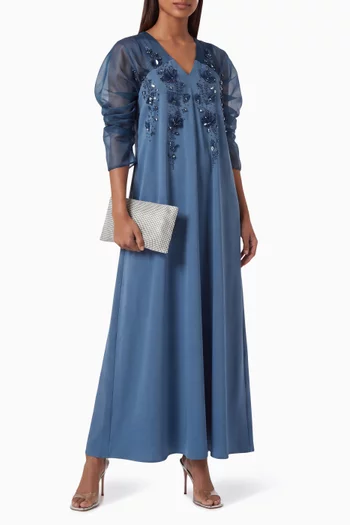 Bead-embellished Kaftan in Crepe