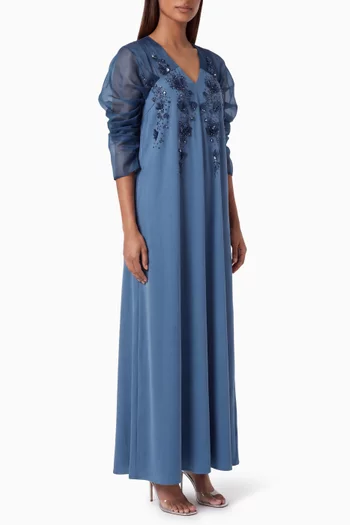 Bead-embellished Kaftan in Crepe