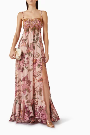 Boho-print Slip Gown