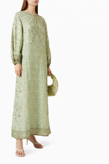 Printed Kaftan in Linen
