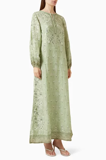 Printed Kaftan in Linen