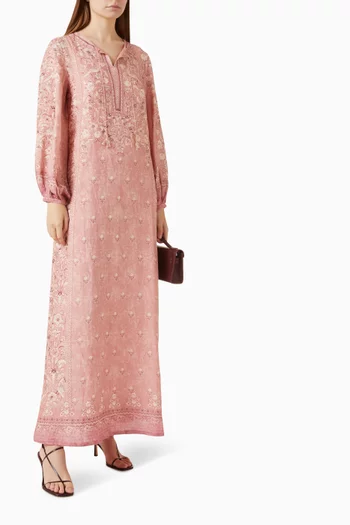 Printed Kaftan in Linen