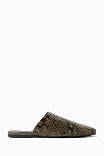 Serpent Mules in Snakeskin-embossed Leather