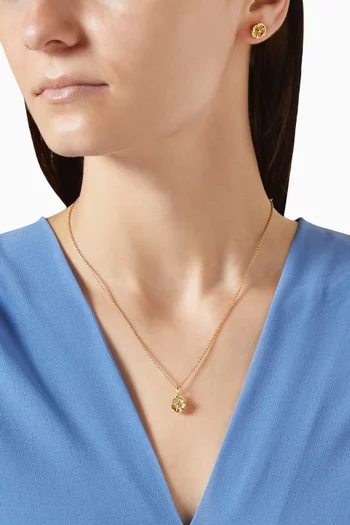 Prong Tearose Short Necklace in Brass