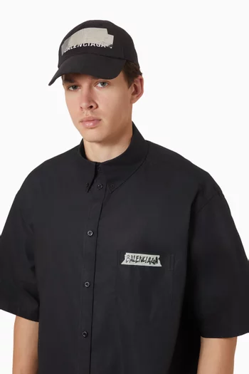 Silver Tape Back Cap in Cotton Drill