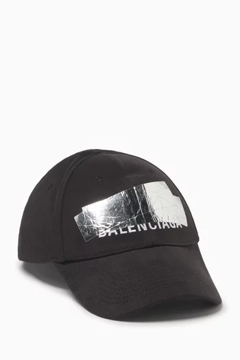 Silver Tape Back Cap in Cotton Drill