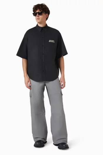 Masking-tape Large-fit Shirt in Poplin