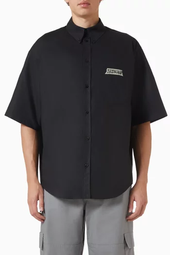 Masking-tape Large-fit Shirt in Poplin