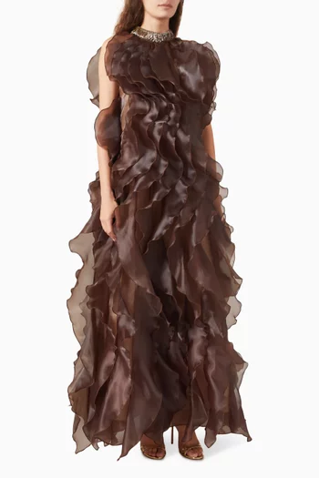 Embellished Ruffle Gown