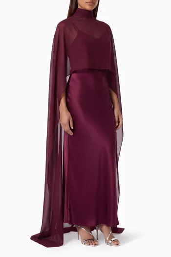 Estelle Cape Gown in Satin