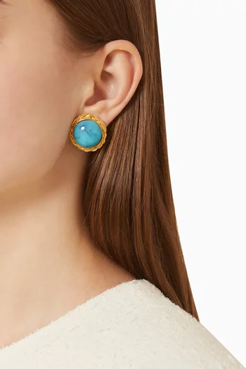 1980s Vintage Turquoise Clip-On Earrings