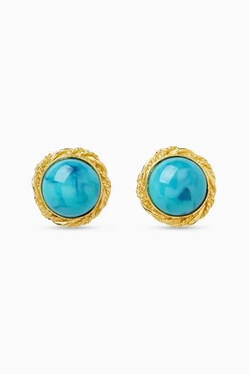 1980s Vintage Turquoise Clip-On Earrings
