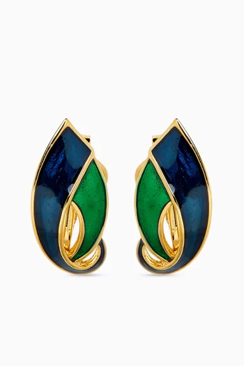1990s Vintage Stylised Clip-On Earrings in 22kt Gold-plated Metal