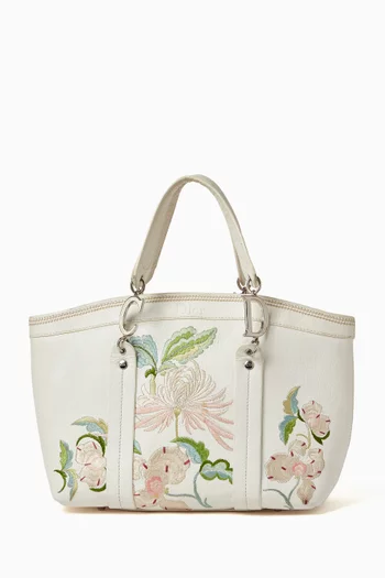 Floral Frame Tote Bag in Leather