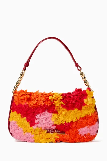 Malice Shoulder Bag in Frayed Silk & Patent Leather