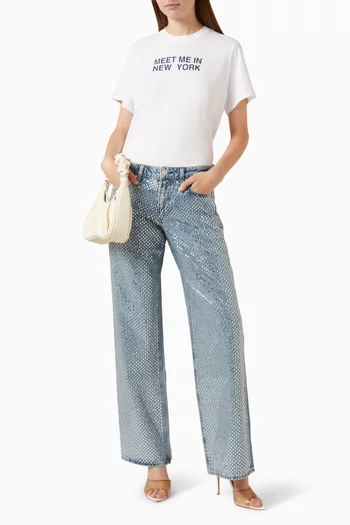 Cam Crystal-embellished Jeans in Denim