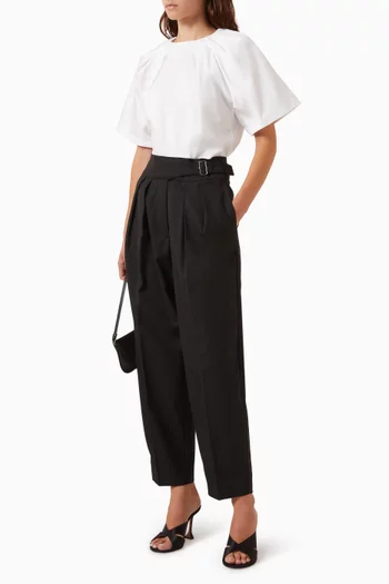 Belted Barrel-leg Pants