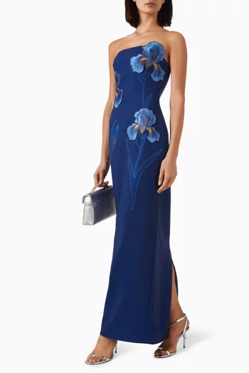 Iris Embroidered Strapless Maxi Dress