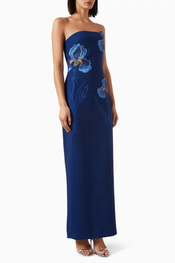 Iris Embroidered Strapless Maxi Dress