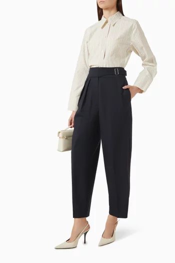 Belted Barrel-leg Pants