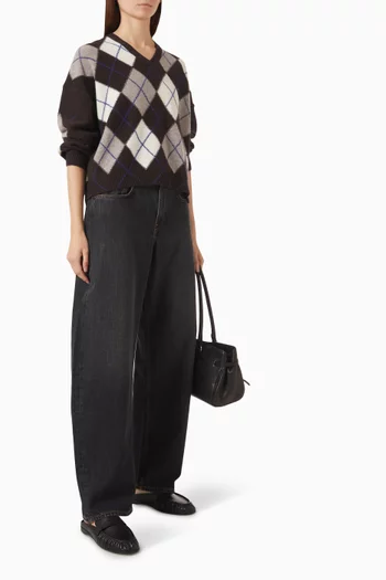 Argyle V-neck Sweater in Knit