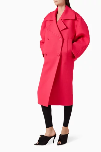 Long Cocoon Coat in Textured Wool