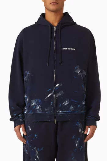 Paint Splatter Oversized Zip-up Hoodie in Dry Fleece