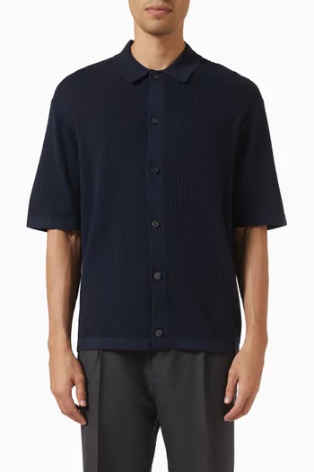 Button-up Shirt in Cotton Mesh
