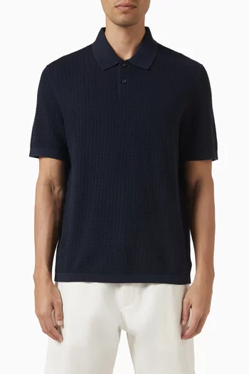 Cable-knit Polo Shirt in Cotton