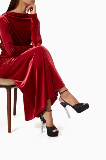 Effie 140 Crystal Platform Sandals in Satin