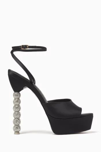 Effie 140 Crystal Platform Sandals in Satin