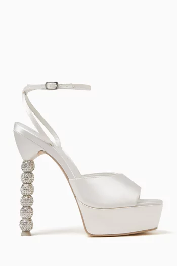 Effie 140 Crystal Platform Sandals in Satin