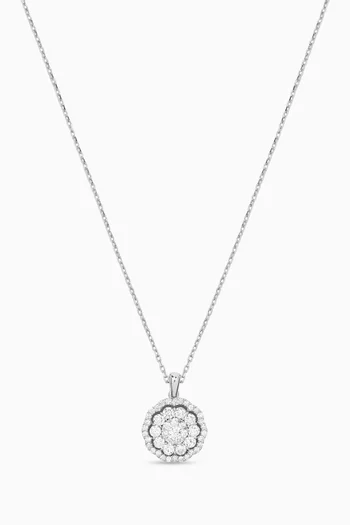 Floral Diamond Pendant Necklace in 14kt White Gold