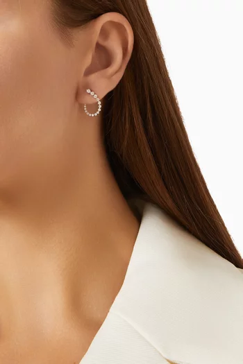 Open Teardrop Diamond Huggie Earrings in 18kt White Gold