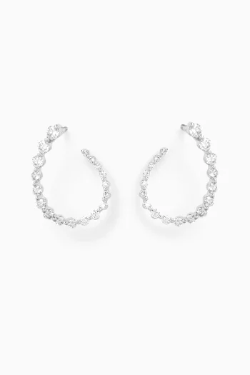 Open Teardrop Diamond Huggie Earrings in 18kt White Gold