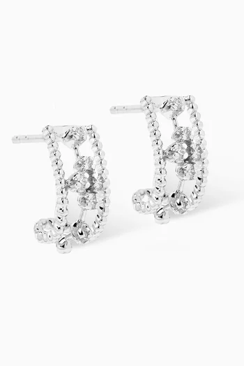 Floral Diamond Huggie Earrings in 18kt White Gold