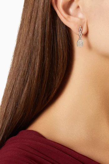 Geometric Link Diamond Drop Earrings in 18kt White Gold