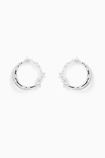 Open Circle Diamond Huggie Earrings in 18kt White Gold
