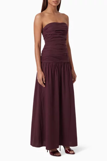 Campbell Strapless Ruched Maxi Dress