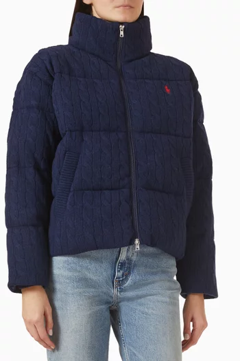 Cable-knit Puffer Jacket in Wool Blend