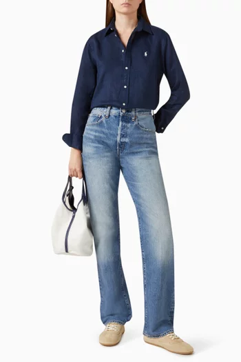 Embroidered-logo Shirt in Linen