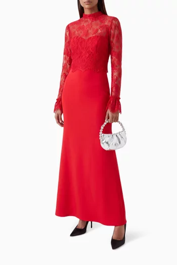 High-neck Dress in Lace