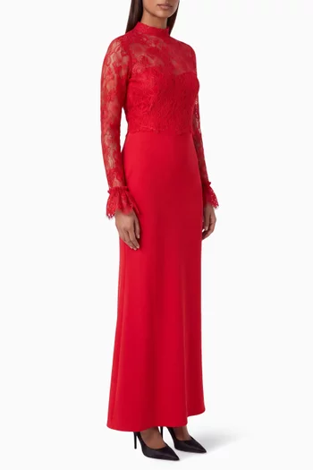 High-neck Dress in Lace