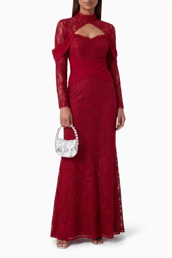 Draped-panel Dress in Lace