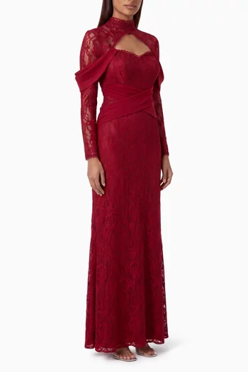 Draped-panel Dress in Lace