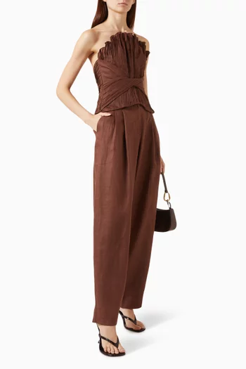 De los Astros Pleated Top in Linen